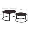 thumbnail image 3 of CQSXDA Modern Faux Leather Nesting Round Coffee Table Set of 2 with Metal Base for Living Room Accent, Dark Brown, 3 of 6