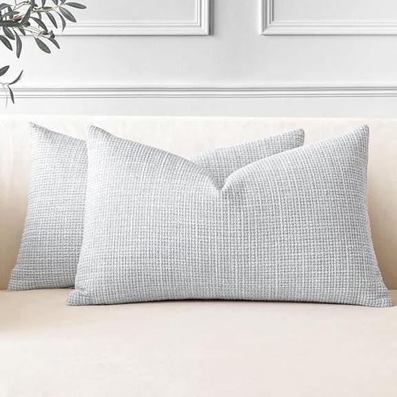 Eryueer Set of 2 Cushion Covers 30x50 cm Linen Blue Grey Decorative Throw Pillow Covers 12x20 Inch Lumbar Cushion Case Home Decor Pillowcases for Couch Sofa Living Room Bed (Blue Grey)