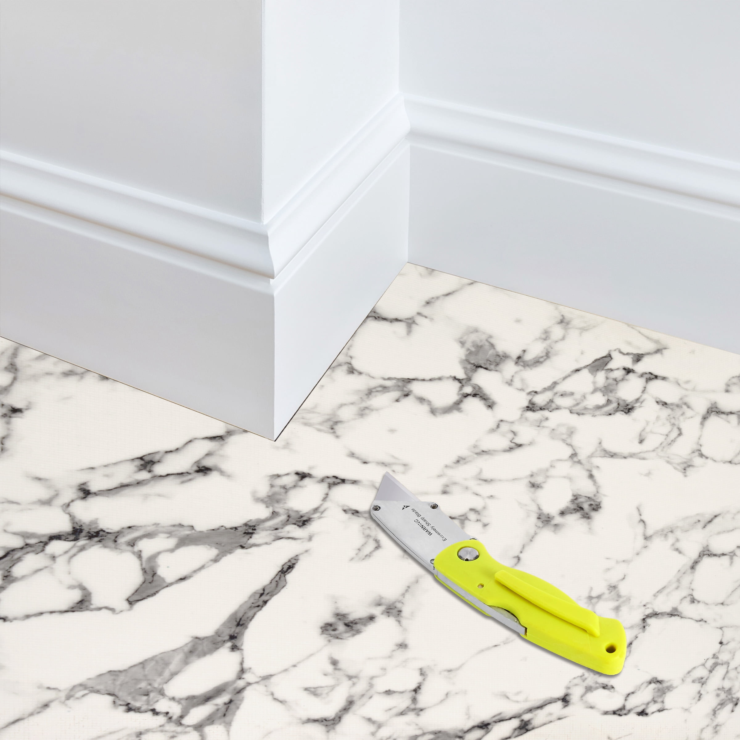 Sorbus Waterproof Wood Grain Foam Floor Tiles, 16 Tiles, 64 Sq Ft, Interlocking, White Marble