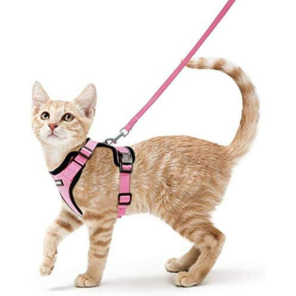Cat Harness and Leash for Walking, Escape Proof Soft Adjustable Vest Harnesses for Small Medium Cats, Easy Control Breathable Reflective Strips Jacket, Black, XS(Chest: 13.5"-16")