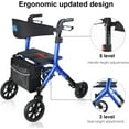 thumbnail image 2 of WalkMate Déambulateur à Roulettes pour Aînés de Grande Taille 5,3-7 Pi avec Siège à Hauteur Ajustable, Roues de 10 Pouces, Marchettes à Câbles Cachés, Conception Pliable Compacte, Aide à la Mobilité Légère pour la Marche, Dossier Élargi, Bleu, 2 of 9
