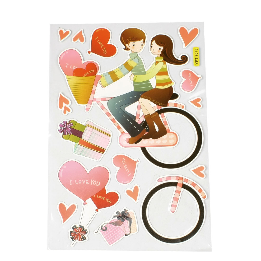 Unique Bargains Room Wall Decor Cartoon Lover in Bike Print Paper Foam