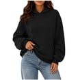 thumbnail image 5 of XRoczxe Women's Pullover Hoodie, Long Sleeve Fleece Sweatshirt with Kangaroo Pocket, Soft Casual Loose Fit Hooded Top for Fall Winter Lounge & Daily Wear, 5 of 9