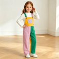 thumbnail image 5 of CPNG Girls and Boys Denim Overalls Color Blocked Casual Loose Fit Jeans Overalls with Adjustable Straps Kids Unisex Jumpsuit Bib Overalls, 5 of 5