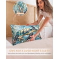 thumbnail image 5 of Hokiten Pillow Cases Queen Size Set of 2, Couch Pillow Covers, Coastal Sea Turtle Satin Pillowcases with Zipper for Hair/Skin, Vintage Teal Nautical Beach Botanical 20x30 Inches, 5 of 6