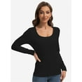 thumbnail image 3 of Women Long Sleeve Scoop Neck Slim Fitted Basic Soft T-Shirts, 3 of 6