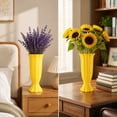 thumbnail image 5 of Rippled Roman Column Ceramic Vase, Textured Fluted Floral Arrangement Container, Modern Minimalist Decorative Vase for Bedroom Home Tabletop Centerpiece and Living Room Decoration, Yellow, 5 of 6