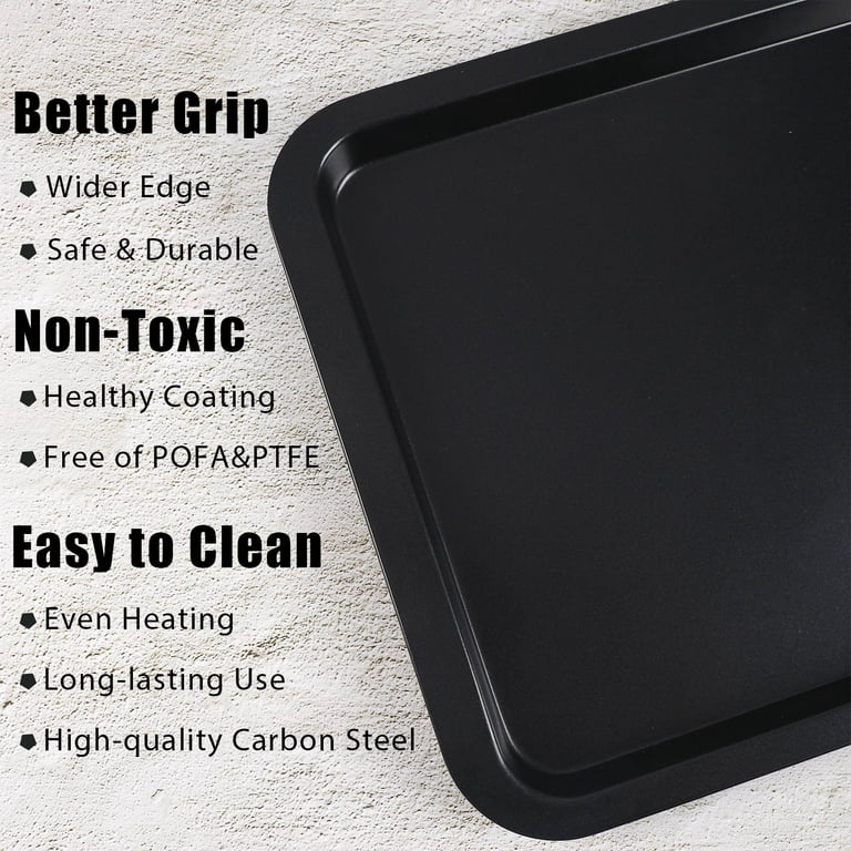 17-Inch Nonstick Baking Sheets & Cookie Trays for Oven, 3-Pack PFOA Free  Baking Pans Set, Black