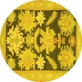 thumbnail image 1 of Ahgly Company Machine Washable Indoor Round Abstract Yellow Modern Area Rugs, 6' Round, 1 of 4