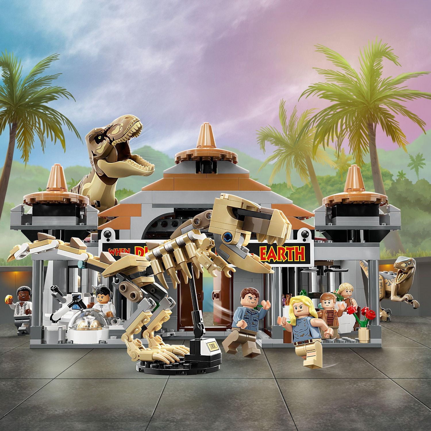 LEGO Jurassic Park Visitor Center: T. rex & Raptor Attack 76961 Buildable Dinosaur Toy, Gift for Teens and Kids Aged 12 and Up, Including a Dino Skeleton Figure, 6 Minifigures and More