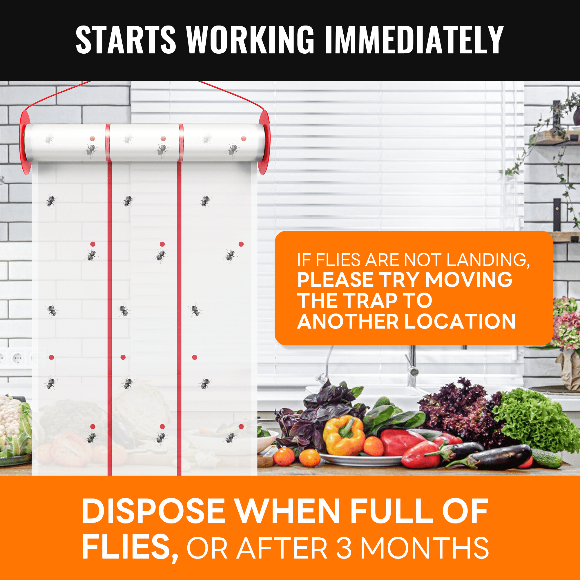Mosalogic Giant Glue Fly Trap , 16.4 FT Long Adhesive Fly Traps, Flying Insect Paper Roll for Outdoor & Indoor, Sticky Bug Catcher Pest Control for Garage, Barn, Greenhouse & Garbage Room