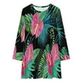 thumbnail image 2 of Summer Exotic Floral Tropical Palm Leaves Loose Dress Evening Dress Summer Dresses for Women Luxury Dress Long Sleeved Dress, 2 of 4