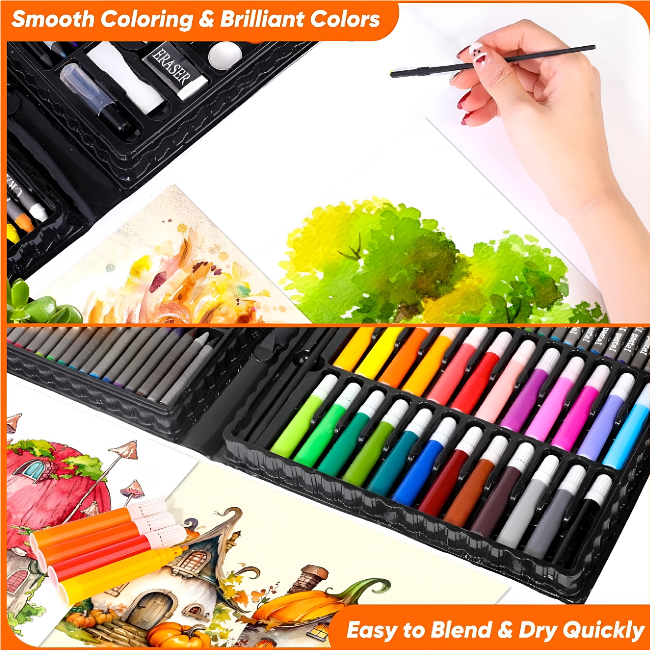 CCOCC 168-Piece Art Pen Set, Art Drawing Kit 168 Pack Art Set Drawing Sets Coloring Art Kits Arts and Crafts for Kids Ages 6-8 9-12 Art for Girls Ages 8-12 Creative 5ml