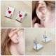 thumbnail image 3 of par de pendientes elegantes para niña, con diseño de póker, accesorios de joyería de moda., 3 of 8