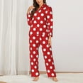 thumbnail image 3 of Kll Red Polka Dot Print Women'S Long Sleeve Pajamas With Pants Sleepwear Loungewear 2 Set-Large, 3 of 9