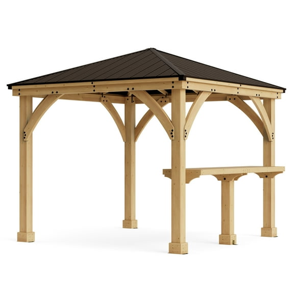 Yardistry 10' Meridian Bar Counter – Premium Cedar Wood Bar Counter for 10' Side of 10x10 and 10x12 Meridian Gazebos