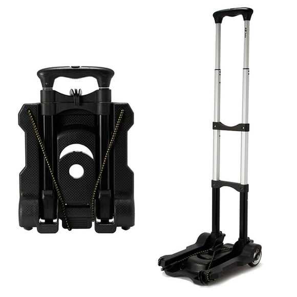 braveheart Portable Aluminium Folding Hand Truck Shopping Grocery Foldable Cart Flatbed Luggage Trolley with Elastic Rope