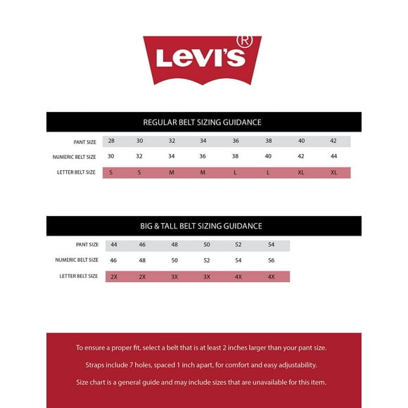 Levi's Men's 1 9/16 in. Genuine Leather 2 Pronged Buckle Belt,Black,44