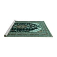thumbnail image 2 of Ahgly Company Machine Washable Indoor Square Medallion Turquoise Blue Traditional Area Rugs, 3' Square, 2 of 4