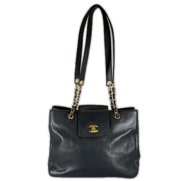 Pre-Owned CHANEL Supermodel Tote Bag, Grained Calf Leather, Black, Women's