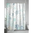 thumbnail image 5 of Green Coastal Ocean Shower Curtain, Coral Sea Lifes Bathroom Decor Curtains Set with Hooks, White Blue Waterproof Fabric Home Accessories， 72 X 78 Inch Long, 5 of 6