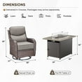 thumbnail image 2 of Planntonneo 5pcs Patio Furniture Set with Fire Pit Table, 4pcs Outdoor Wicker Swivel Chairs with 41" Propane Fire Table Rectangular, 6inch Thickened Grey Cushions, 2 of 15
