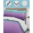 thumbnail image 4 of Quilts Twin-XL Size Bedding Set, Teal Purple Ombre Lightweight Quilted Comforter, Modern Geometric Striped Abstract Art Soft Reversible Bedspread Coverlet with Pillow Covers for All Season, 68" x 98", 4 of 7
