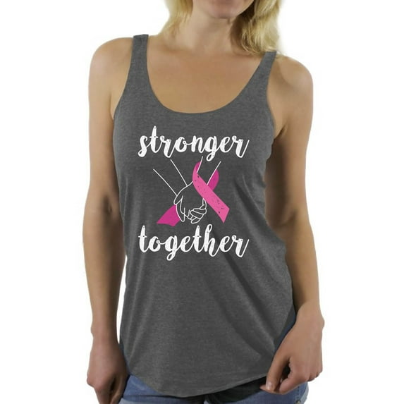 Awkward Styles Breast Cancer Awareness T-Shirt Stronger Together Racerback Tank Tops