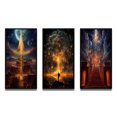 thumbnail image 2 of Designart "City of Light Final Destination II" Abstract Landscape Framed Wall Art Set Of 3 - Gold Abstract Landscapes Frame Gallery Set For Office Decor, 2 of 6