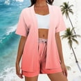 thumbnail image 1 of TaTaai Women Loose Fit Gradient Print Casual Cardigan Shorts Set with Pockets Ladies Spring Summer Party Gathering Wear Lightweight Breathable No Fading Stylish Set Gift, 1 of 6