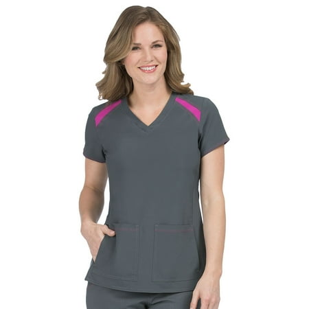 - Activate by Med Couture Women's Color Block V-Neck Solid Scrub Top
