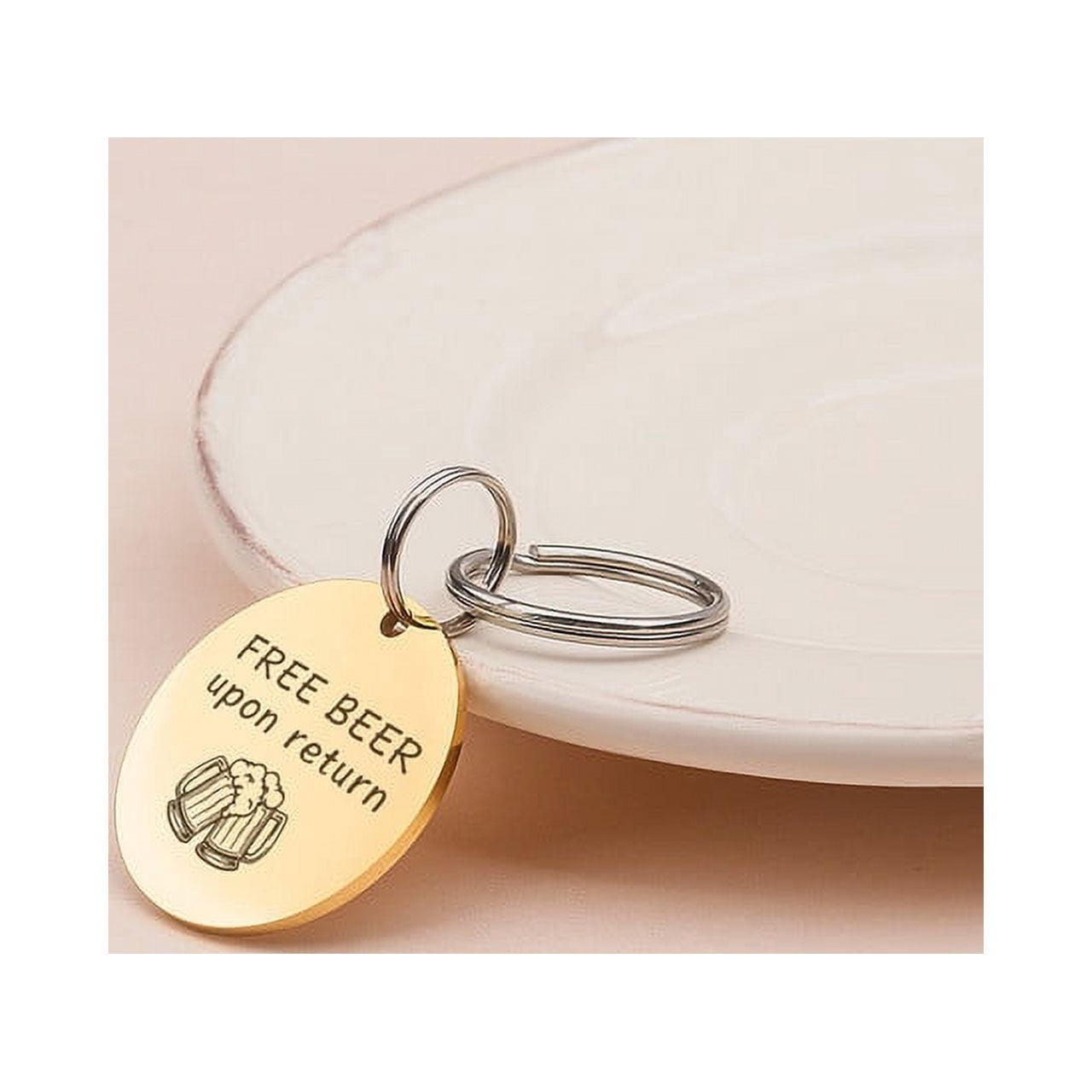 Anavia Stainless Steel Double Sided Round Free Beer Upon Return Engraved Dog & Cat ID Tag, Multi-color, M
