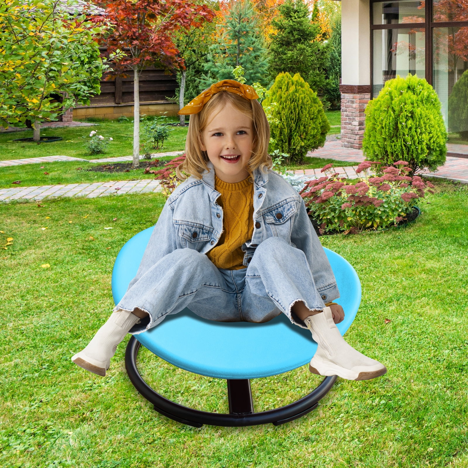 Sensory Spinning Chair for Autistic Kids, Swivel Chair, Sensory Toys Gifts for Toddlers with ADHD, Sit and Spin Toys,Training Body Coordination, Indoor & Outdoor, blue