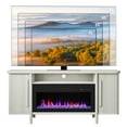 thumbnail image 7 of BELLEZE 66" TV Stand with 36" Electric Fireplace, Wood Console Table for TVs up to 75 Inches, Entertainment Center with Storage Cabinets for Living Room, Bedroom - Portman (White Sand), 7 of 7