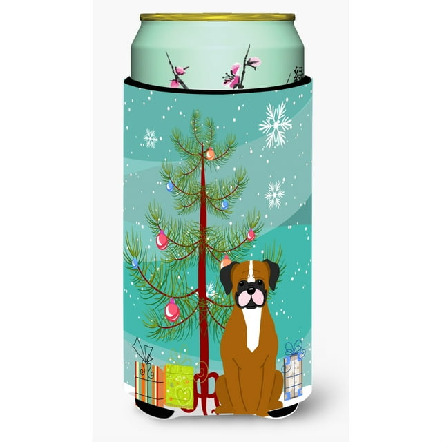""Caroline'S Treasures Merry Christmas Tree Flashy Fawn Boxer Tall Boy Bebida Aislador Hugger Bb4241Tbc Multicolor""