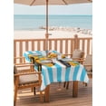 thumbnail image 2 of Outdoor Tablecloth with Umbrella Hole for Patio/Picnic/Party/Camping, Yellow Truck Waterproof Table Cloth Rectangle Table Cover Washable, Cartoon Blue Striped Farmhouse Modern Art (60"x 102"), 2 of 8