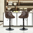 thumbnail image 4 of Costway Set of 2 Adjustable Bar Stools Swivel Bar Chairs Hot-stamping Cloth Retro Brown Low Back, 4 of 12