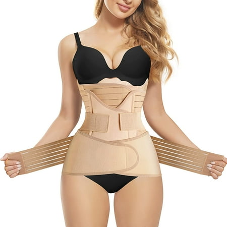 

Eleady 3 In 1 Maternity Belly Band Wrap for Pregnancy Postpartum Waist Trainer C Section Recovery Support Belt for Women(Beige Small)