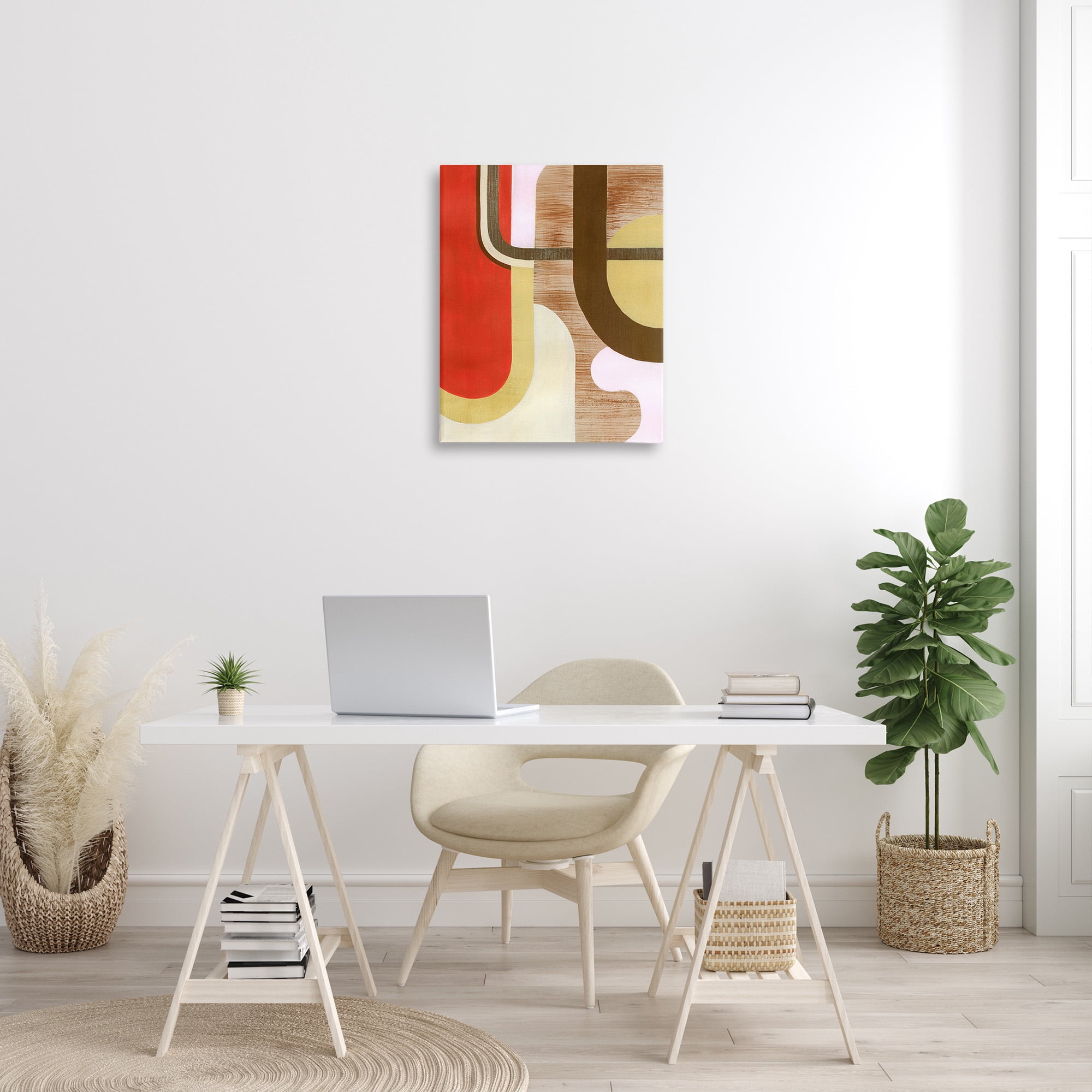 Stupell Industries Rustic Curved Shapes Abstract Painting Gallery Wrapped Canvas Art Print Wall Art, 24 x 30