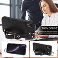 thumbnail image 4 of SaniMore Case for iPhone XR, PU Leather Durable [Back Card Slots] Wristlet Kickstand Buckle Protective Bumper Cover Shockproof Anti-fall/Anti-scratch for Ladies, Black, 4 of 10