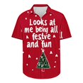 thumbnail image 2 of Fewfanhot Men's Funny Christmas Tops & Blouse Shirts Short Sleeve Turndown Collar Vacation Bowling Shirt for Male, 2 of 5