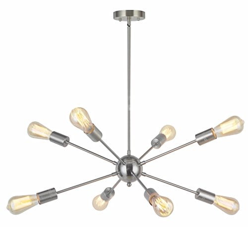 8 Light Sputnik Chandelier Modern Pendant Lighting Brushed Nickel Vintage Ceiling Fixture Ul Listed By Vinluz Com - Ceiling Light Safari Brushed Chrome