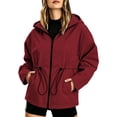 thumbnail image 3 of Lenago Womens Waterproof Hooded Jacket With Drawstring Waist Made Of Nylon For Fall Winter Outdoor Activities And Daily Wear, 3 of 10