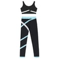 thumbnail image 3 of Yartina Kids Gymnastics Outfit Training Tracksuit Girls Dance Crop Tank Workout Vest with Dancing Black&Light Blue 14, 3 of 6