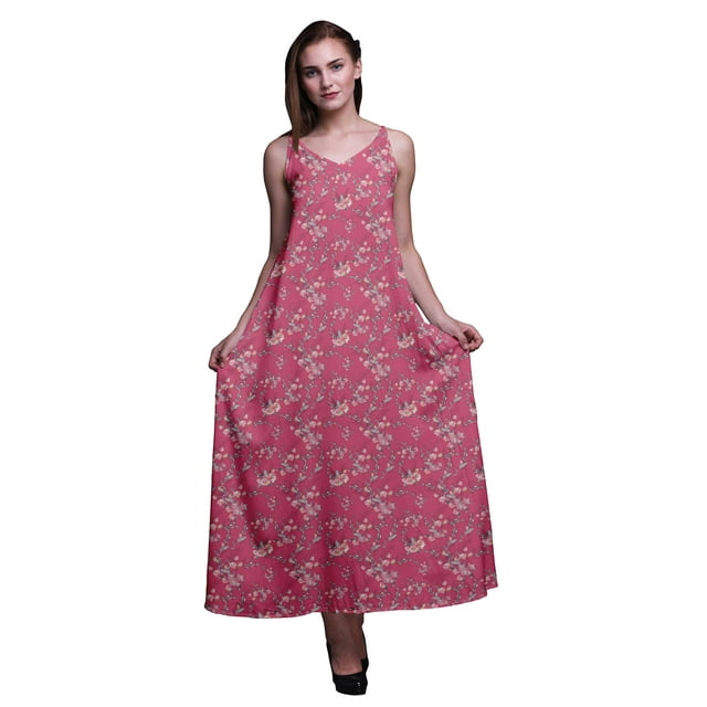 Bimba Robe Longue en Rayonne Imprimée Florale pour Femmes Chic Bohème Été Maxi Plage - Très Petit