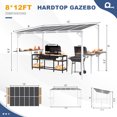 thumbnail image 5 of MEISSALIVVE 8' x 12' Wall Mounted Gazebo, Outdoor BBQ Grill Gazebo with Side Shelf, Lean to Metal Awnings with Sloped Roof, Heavy Duty Pergola for Backyard, Deck, White, 5 of 11