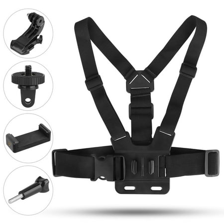 Image of Chest Strap Harness Mount EEEkit Cellphone Selfie Chest Mount W/Phone Holder J-Hook Screw Adaptor Compatible with GoPro Hero 9/8/7 Session DJI OSMO Action SJCAM Camera iPhone 12 11 Pro Max
