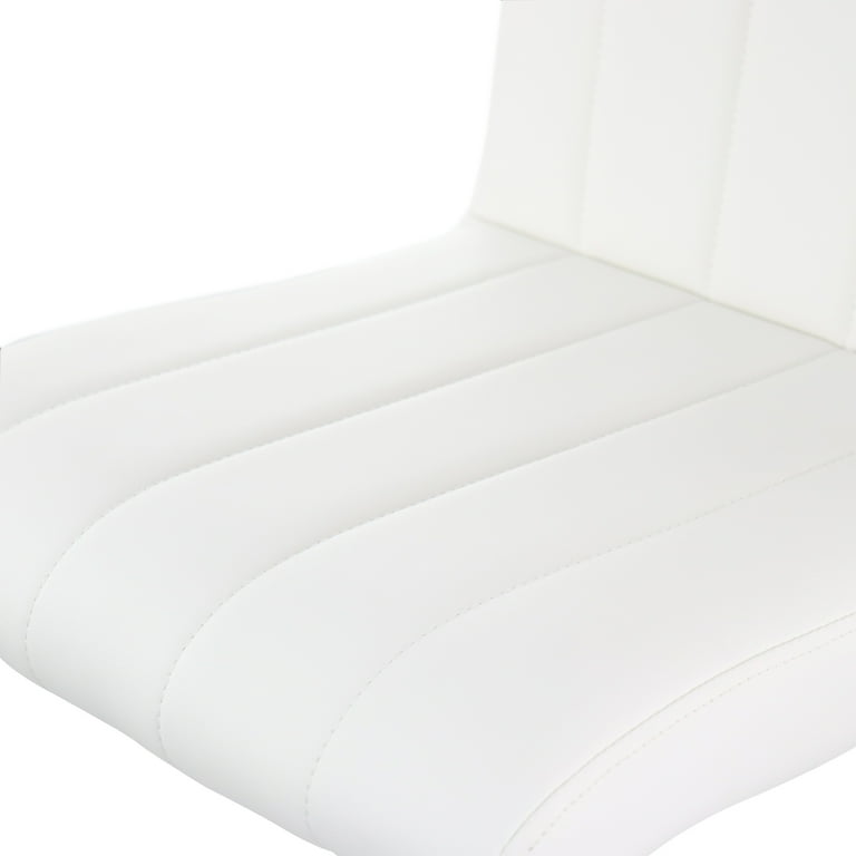 Elama Set Of 2 Modern Bar Stools - White Tufted Faux Leather Swivel Stools With Chrome Base