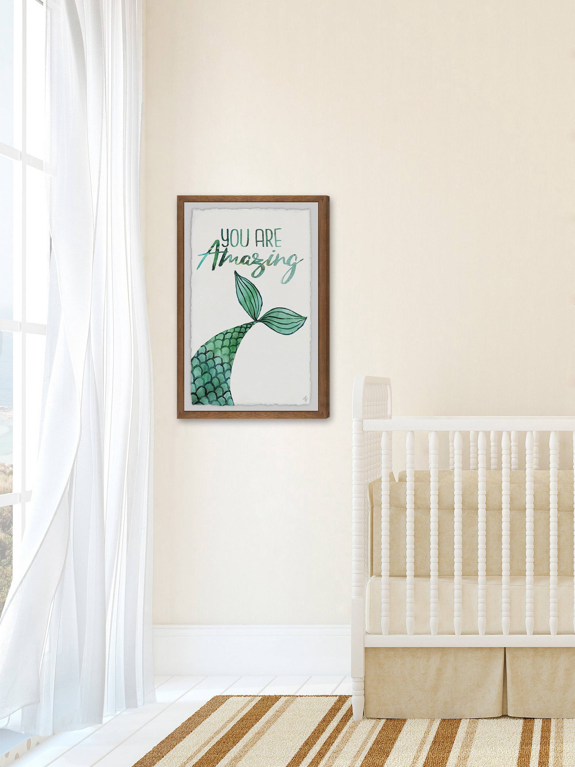 Marmont Hill Amazing Mermaid Tail Framed Wall Art, 20.00" x 1.50"