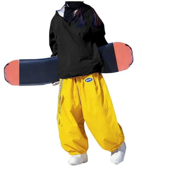 Perfectbot Women's Winter Ski Snowsuit Set - Windproof Rabbit Ear Hooded Jacket & Baggy Pants for Skiing